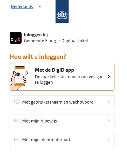 Inloggen bij DigiD