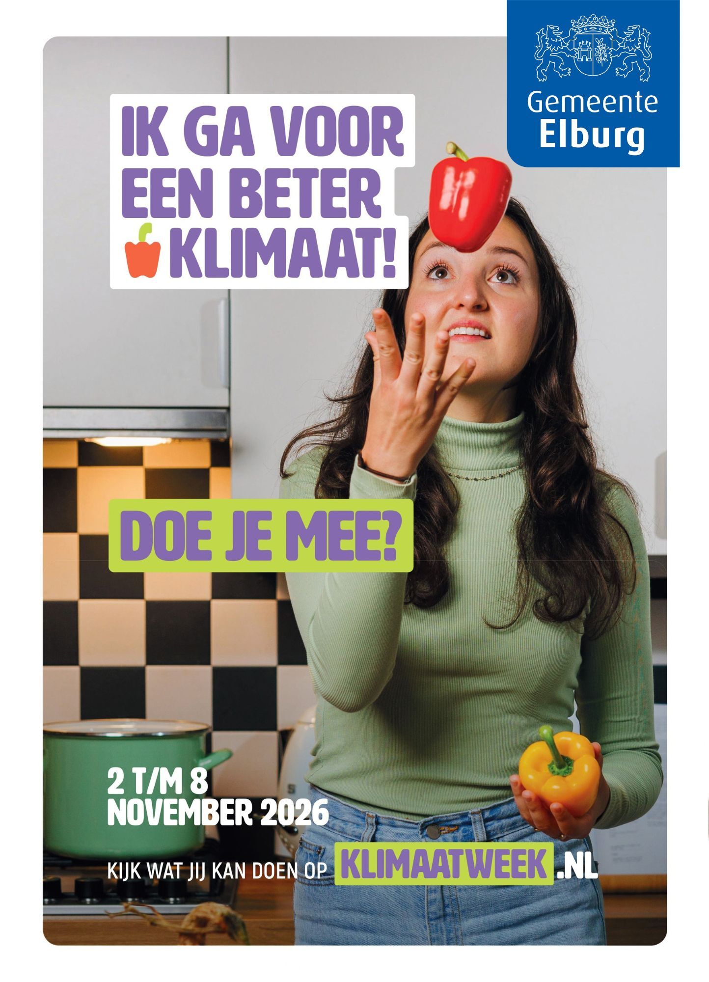 Ik ga voor een beter klimaat! Doe je mee? 2 t/m 8 november 2026. Kijk wat jij kan doen op klimaatweek.nl