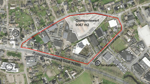 Plattegrond locatie gemeentewerf en omgeving
