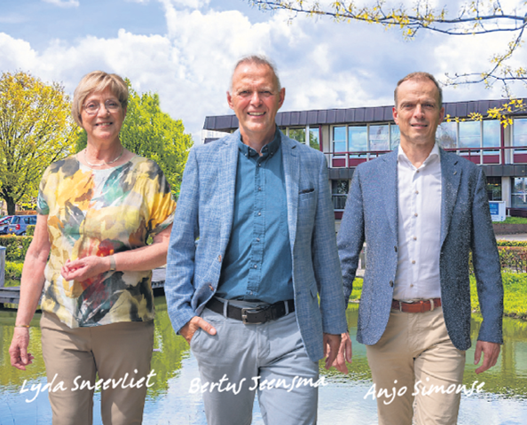 Wethouders Lyda Sneevliet, Bertus Jeensma en Anjo Simonse
