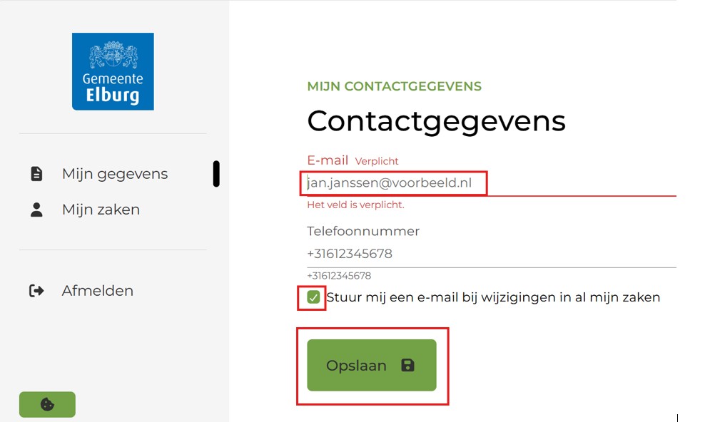 Contactgegevens invullen voor e-mailattendering Contactgegevens invullen voor e-mailattendering
